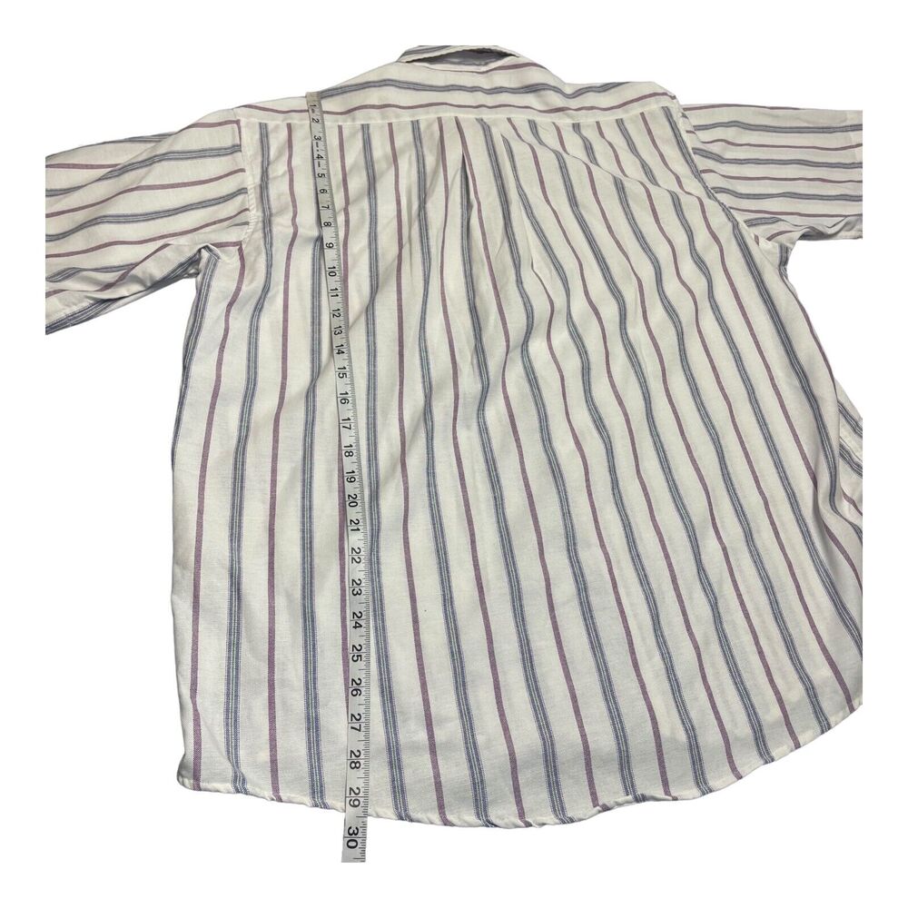 COTTON CLUB Dress Shirt Men 17.5 Multicolor Striped Short Sleeve Formal Business - Picture 7 of 8